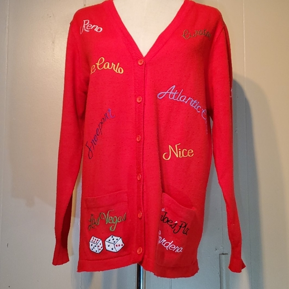 Ades Red Travel Button-Down Sweater - Picture 1 of 7
